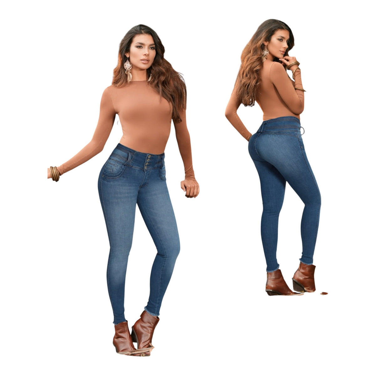 Jean Love Me Sculptor Skinny Azul medio con desgaste
